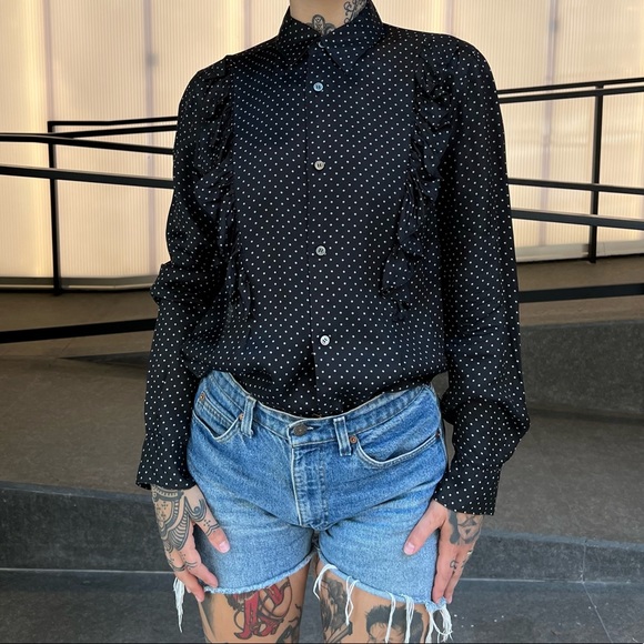 CDG CDG polka-dot ruffle trim satin shirt size L from the F/W 2009 collection - Picture 7 of 16